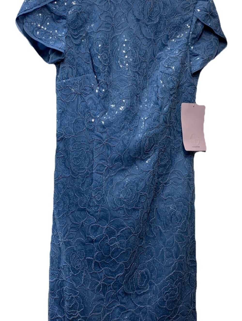 JS Collections Women's Melanie Short Cap Sleeve Midi Dress Size 2 Blue Casual